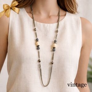 Silver and Cream High Quality Cream Gray Necklace